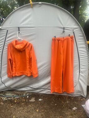 Women’s Orange Track Pants & Hoodie Jogger Set